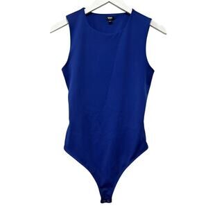Express Size Medium Blue Body Contour Back Cutout Thong Bodysuit Party Vacation